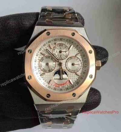 Replica Audemars Piguet Royal Oak Perpetual Calendar Watch Two Tone White